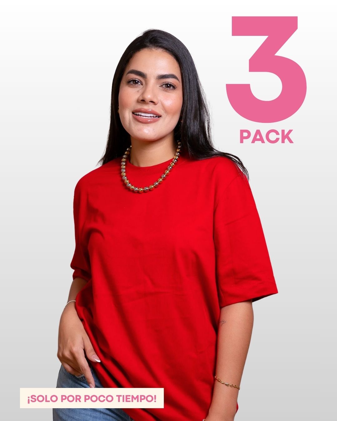 CAMISETAS BÁSICAS PACK X 3 (ROJO - GUAYABA Y BEIGE)
