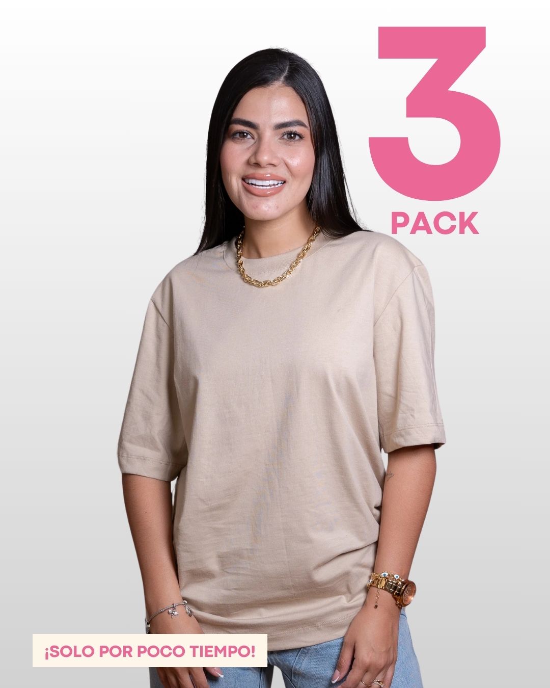 CAMISETAS BÁSICAS PACK X 3 (ROJO - GUAYABA Y BEIGE)