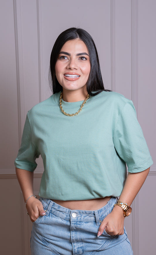 Camiseta Premium – Tela Suave y Cómoda, 100% Algodón Color Verde Menta Amarosa
