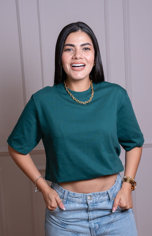 Camiseta Premium – Tela Suave y Cómoda, 100% Algodón Color Verde Esmeralda Amarosa