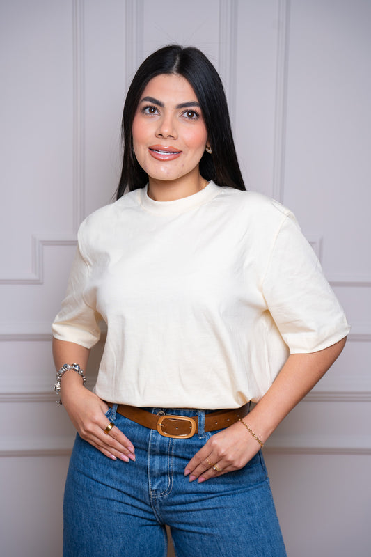 Camiseta Premium – Tela Suave y Cómoda, 100% Algodón Color Vainilla