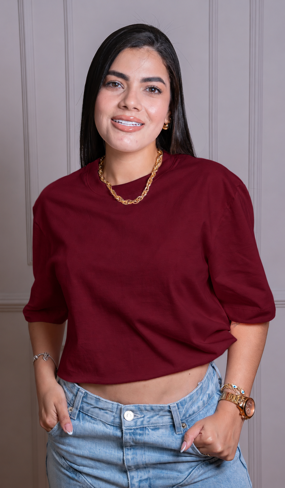 Camiseta Premium – Tela Suave y Cómoda, 100% Algodón Color Vino Tinto