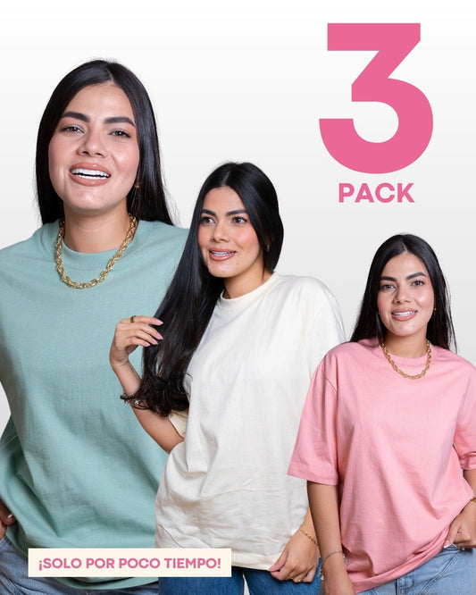 CAMISETAS BÁSICAS PACK X 3 (VERDE MENTA - VAINILLA Y GUAYABA)