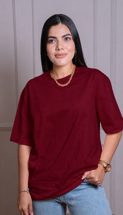 Camiseta Premium – Tela Suave y Cómoda, 100% Algodón Color Vino Tinto