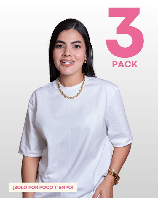 CAMISETAS BÁSICAS PACK X 3 (PALO DE ROSA - GRIS - BLANCA)