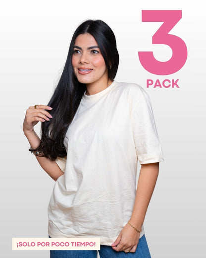 CAMISETAS BÁSICAS PACK X 3 (VINO TINTO - VERDE MENTA - VAINILLA) AMAROSA