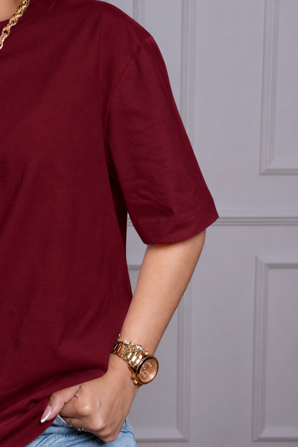 Camiseta Premium – Tela Suave y Cómoda, 100% Algodón Color Vino Tinto