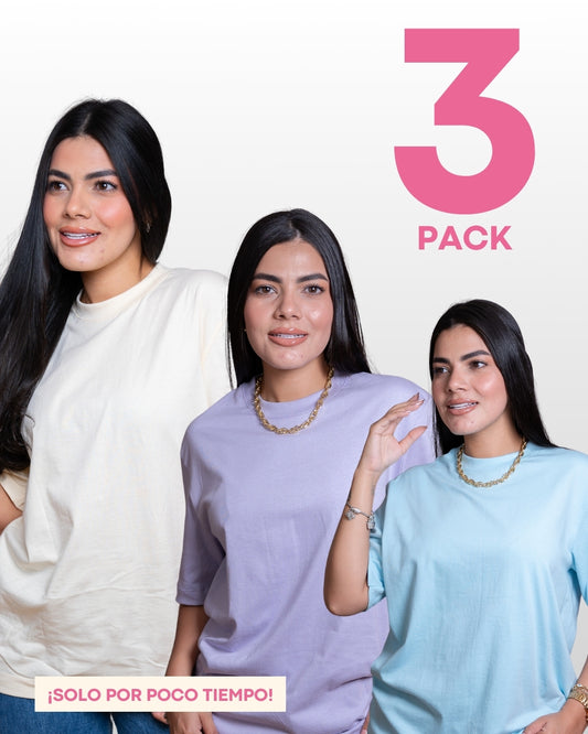 CAMISETAS BÁSICAS PACK X 3 (VAINILLA - LILA - CIELO) AMAROSA