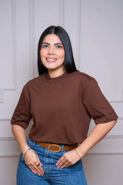 Camiseta Premium – Tela Suave y Cómoda, 100% Algodón Color Cafe