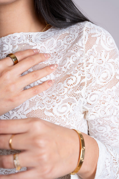 Blusa de Encaje Manga Larga Blanco