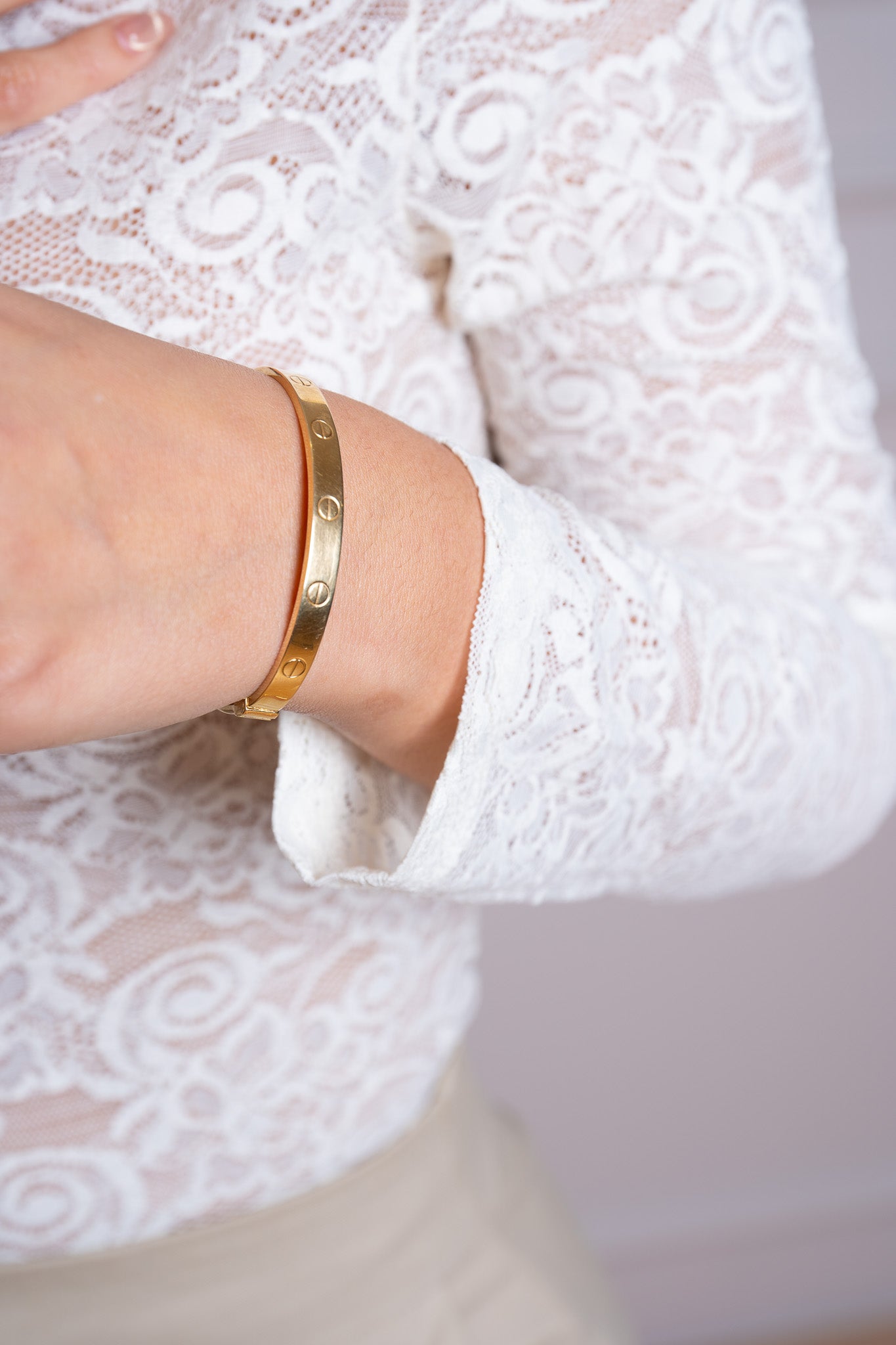 Blusa de Encaje Manga Larga Blanco