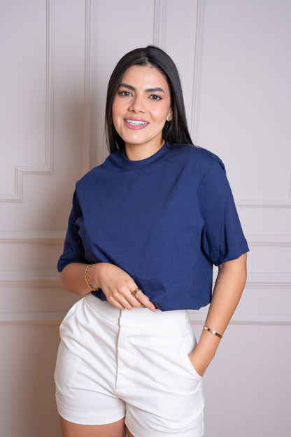Camiseta Premium – Tela Suave y Cómoda, 100% Algodón Color Azul Turqui