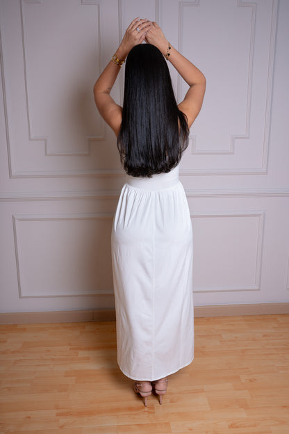 Vestido Blanco Escote Redondo – Ideal para Toda Ocasión