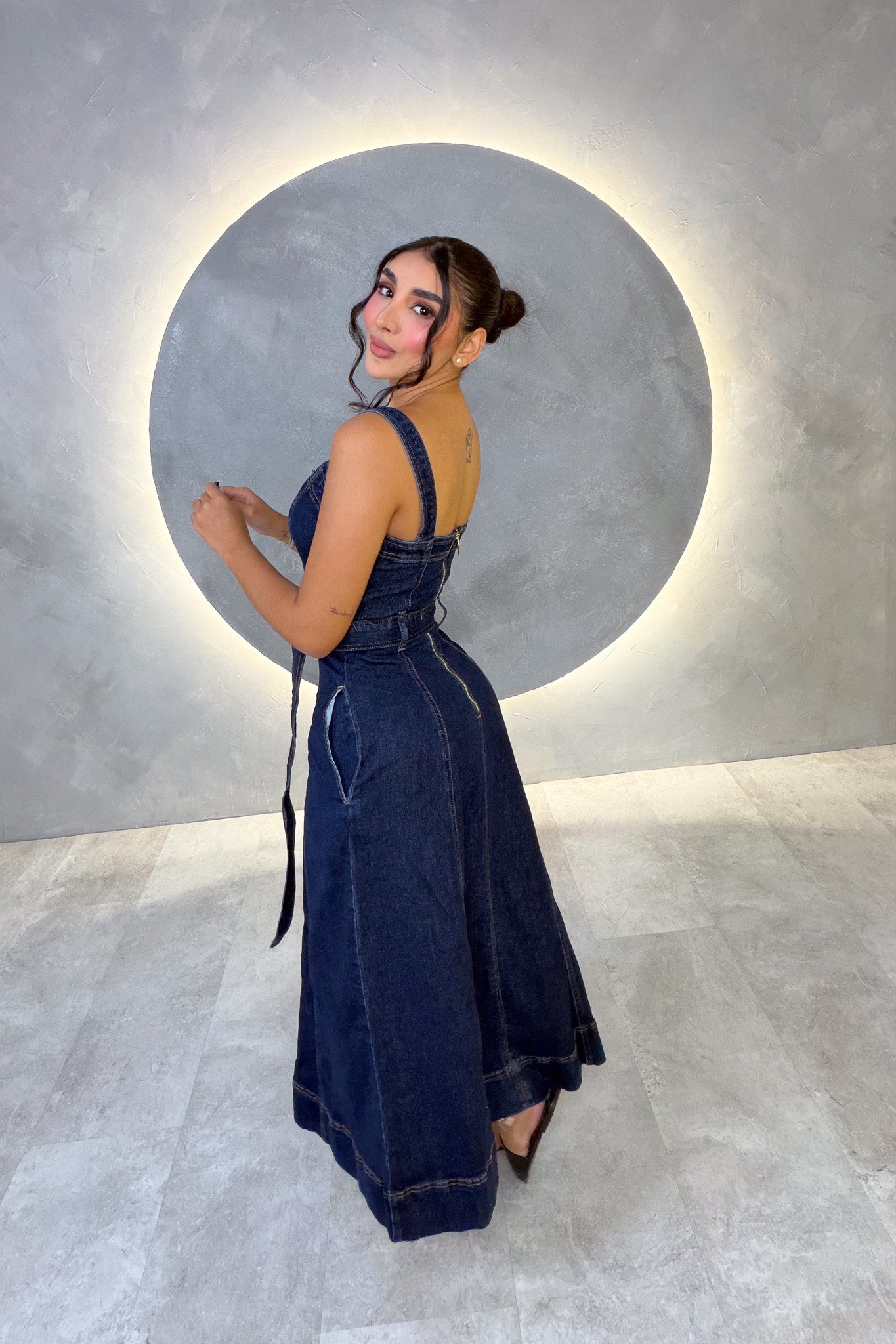 VESTIDO AMERICANO REF: DO266 AZUL OSCURO
