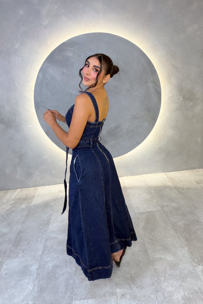 VESTIDO AMERICANO REF: DO266 AZUL OSCURO