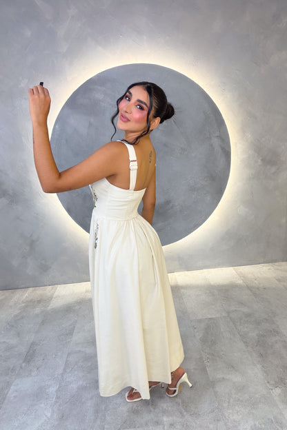 VESTIDO AMERICANO REF: MD6530 BEIGE