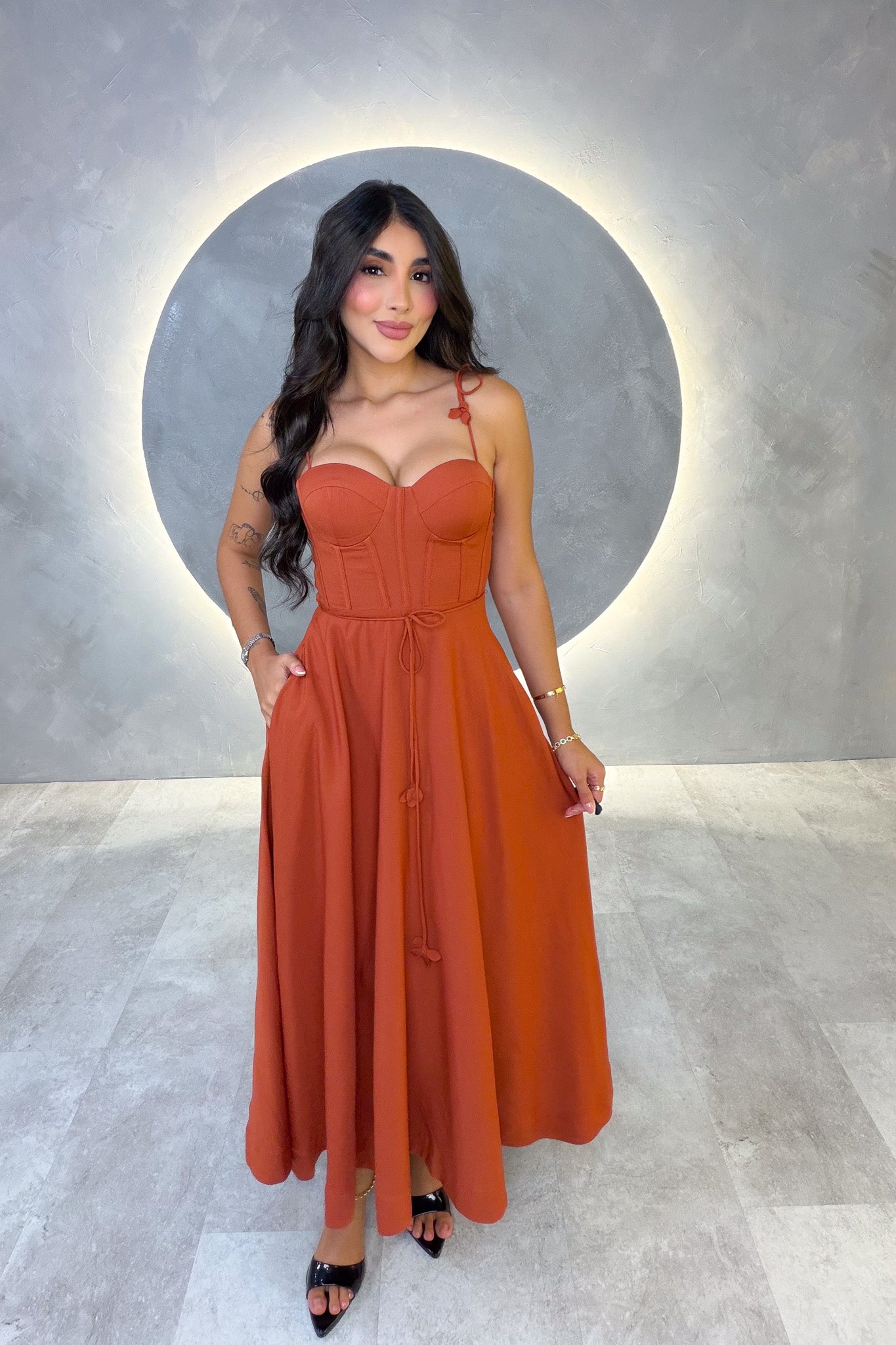 VESTIDO AMERICANO REF: ED1977 TERRACOTA