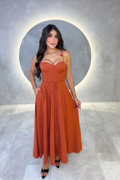 VESTIDO AMERICANO REF: ED1977 TERRACOTA