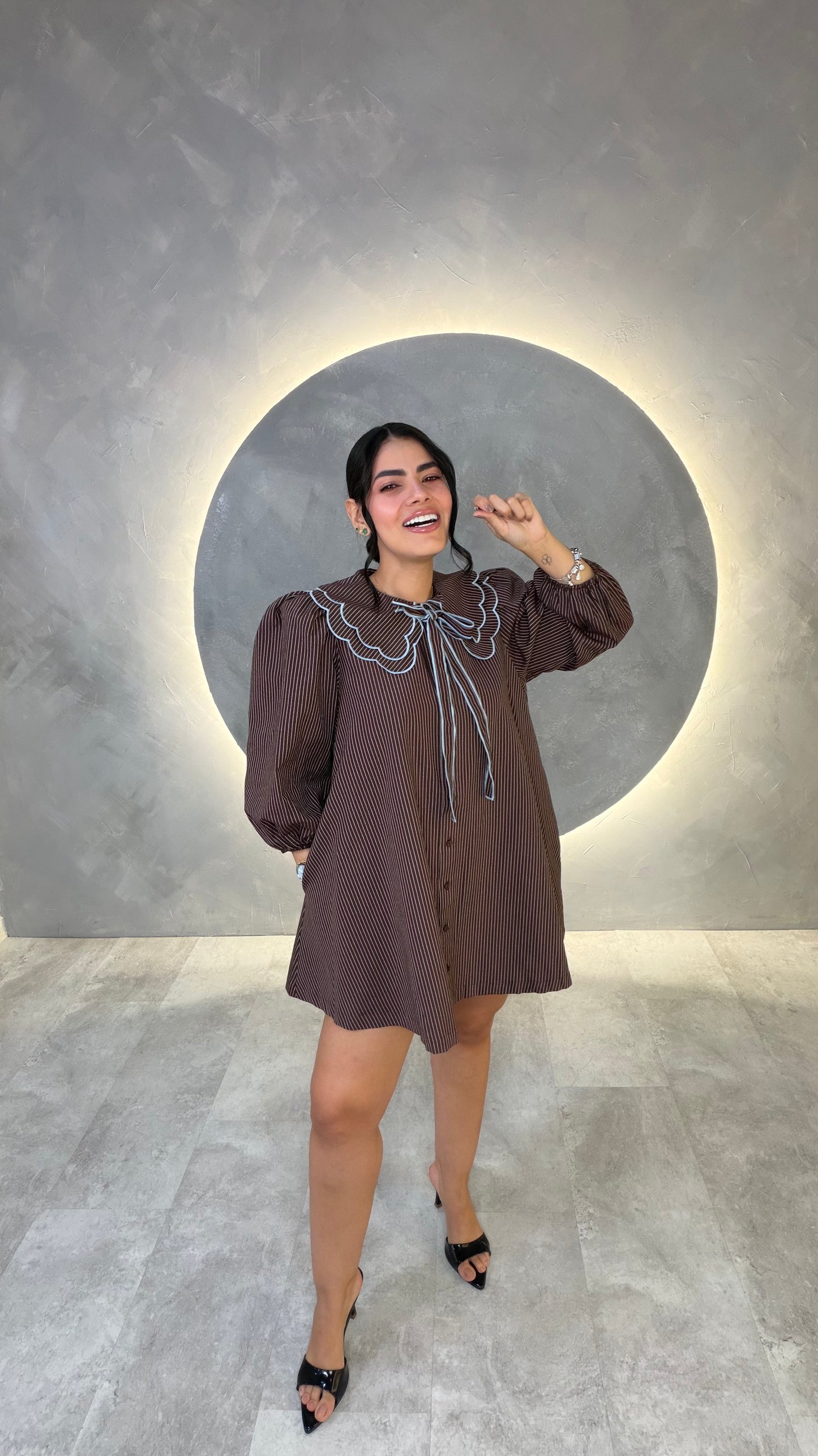 VESTIDO AMERICANO REF: MD6375A CAFÉ