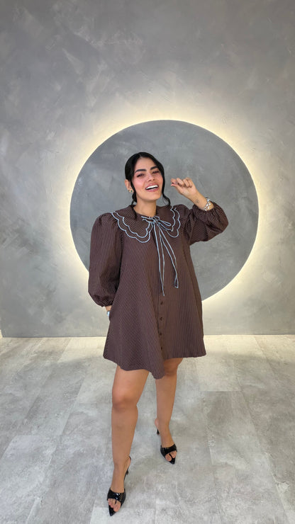 VESTIDO AMERICANO REF: MD6375A CAFÉ
