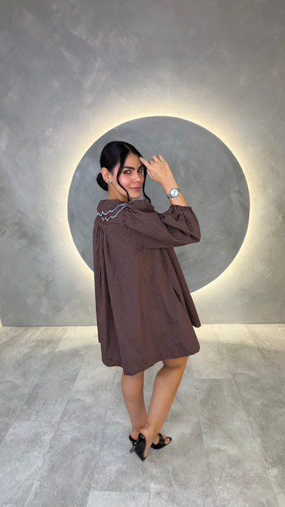 VESTIDO AMERICANO REF: MD6375A CAFÉ