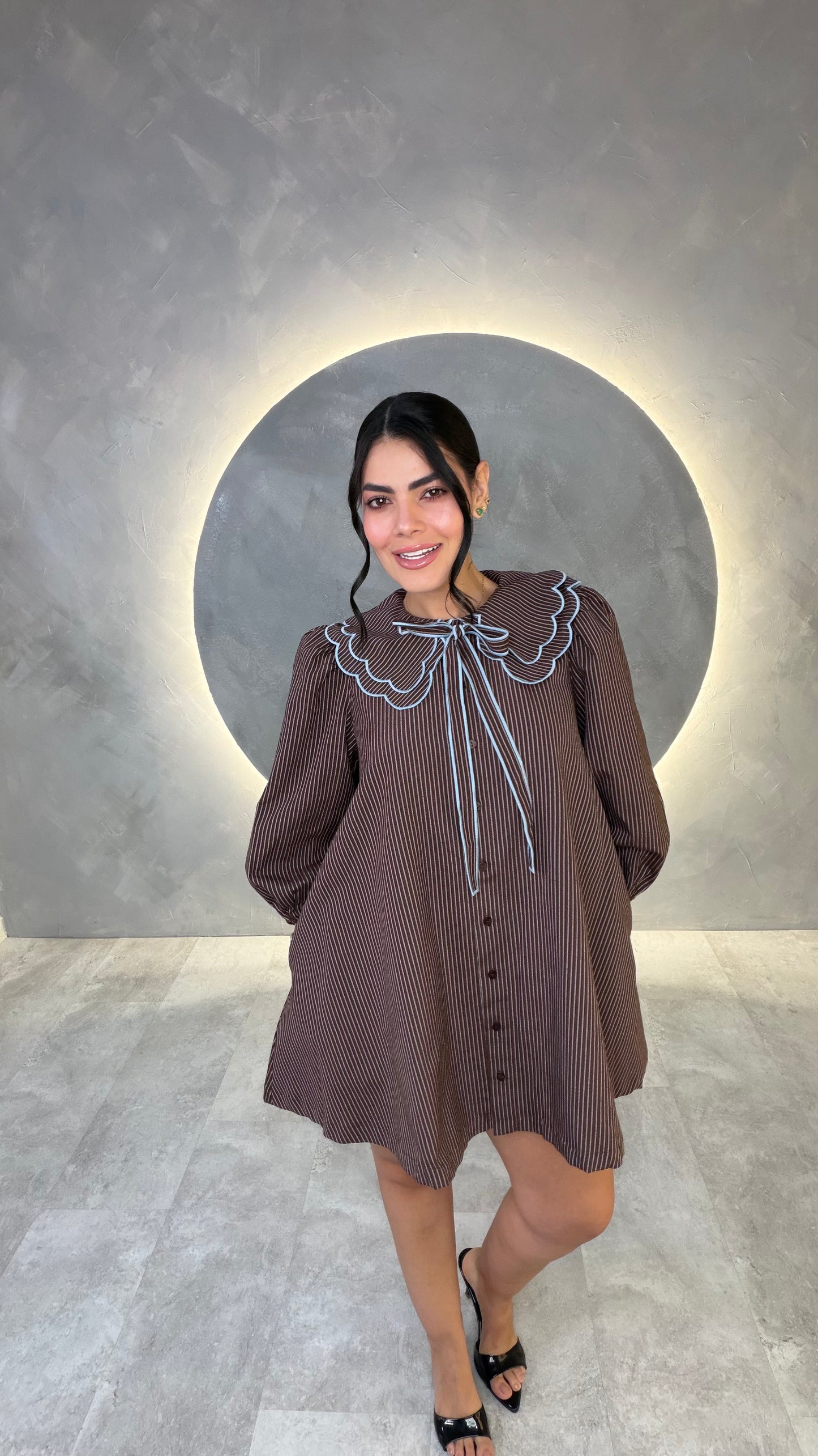 VESTIDO AMERICANO REF: MD6375A CAFÉ
