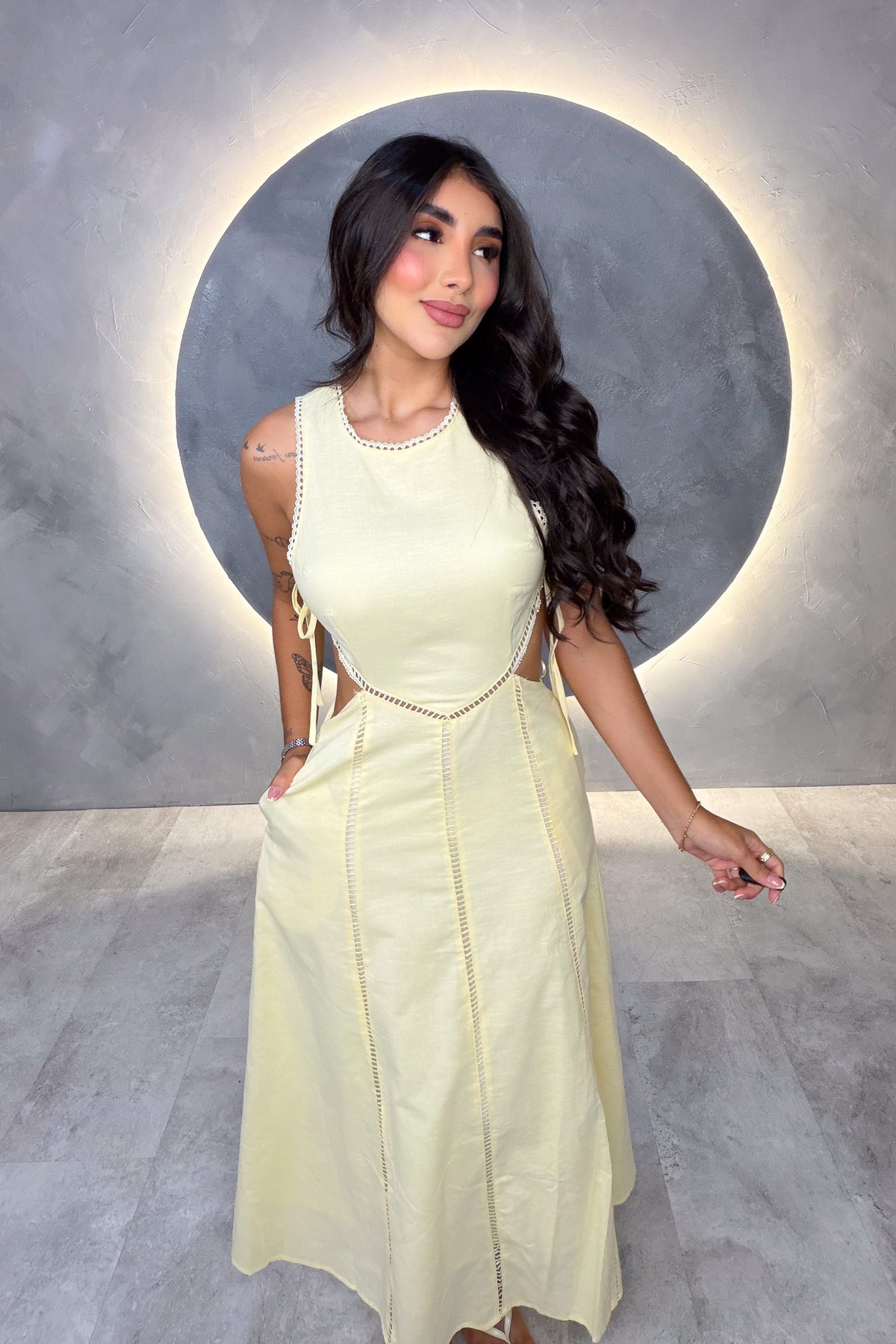 VESTIDO AMERICANO REF:HD0287 AMARILLO