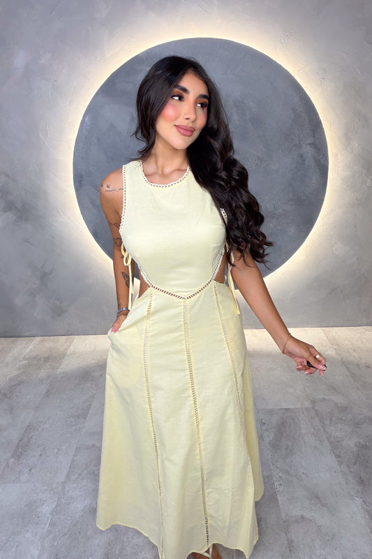 VESTIDO AMERICANO REF:HD0287 AMARILLO