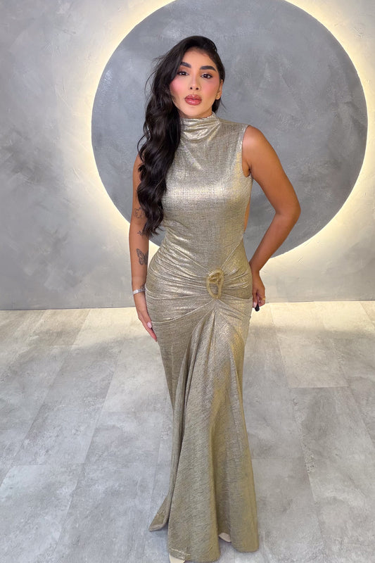 VESTIDO AMERICANO REF: LD12850 DORADO