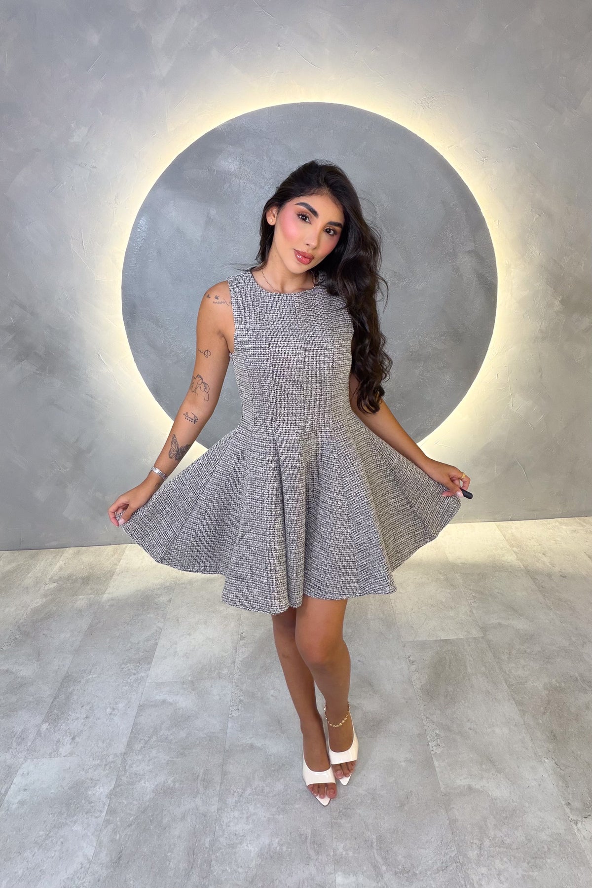VESTIDO AMERICANO REF: ED1655 GRIS