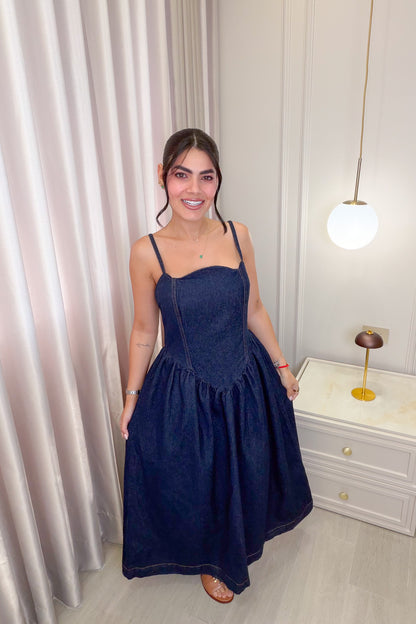 VESTIDO LARGO DENIM