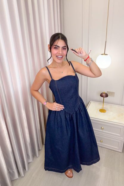 VESTIDO LARGO DENIM