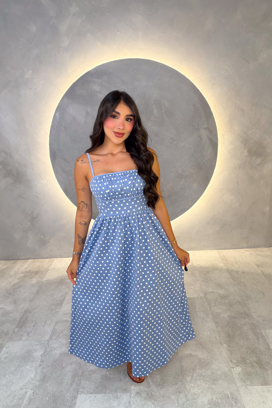VESTIDO AMERICANO REF: MD6827 AZUL CLARO