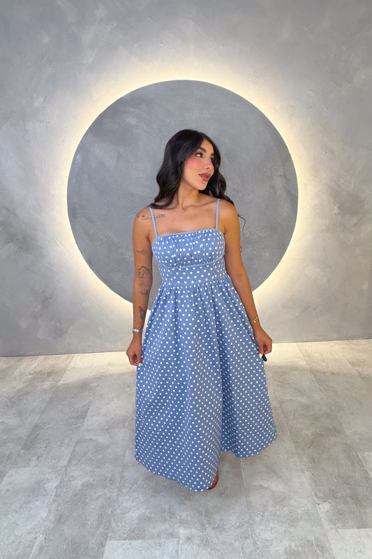 VESTIDO AMERICANO REF: MD6827 AZUL CLARO