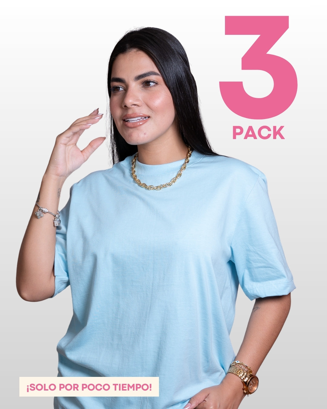CAMISETAS BÁSICAS PACK X 3 (VAINILLA - LILA - CIELO) AMAROSA