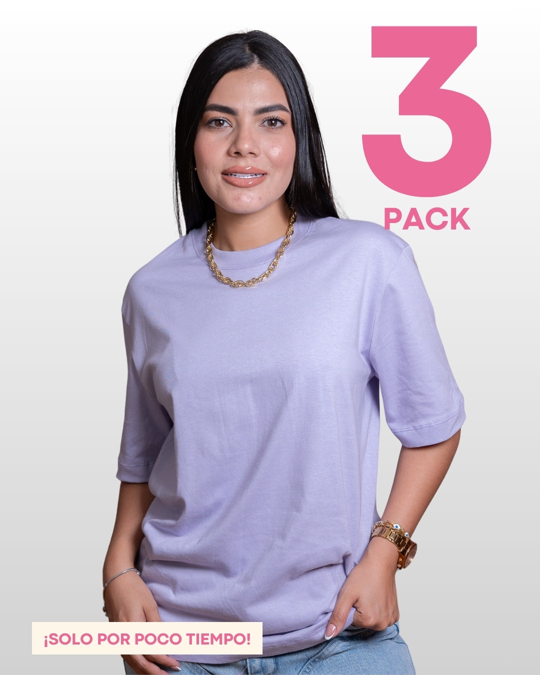CAMISETAS BÁSICAS PACK X 3 (VAINILLA - LILA - CIELO) AMAROSA